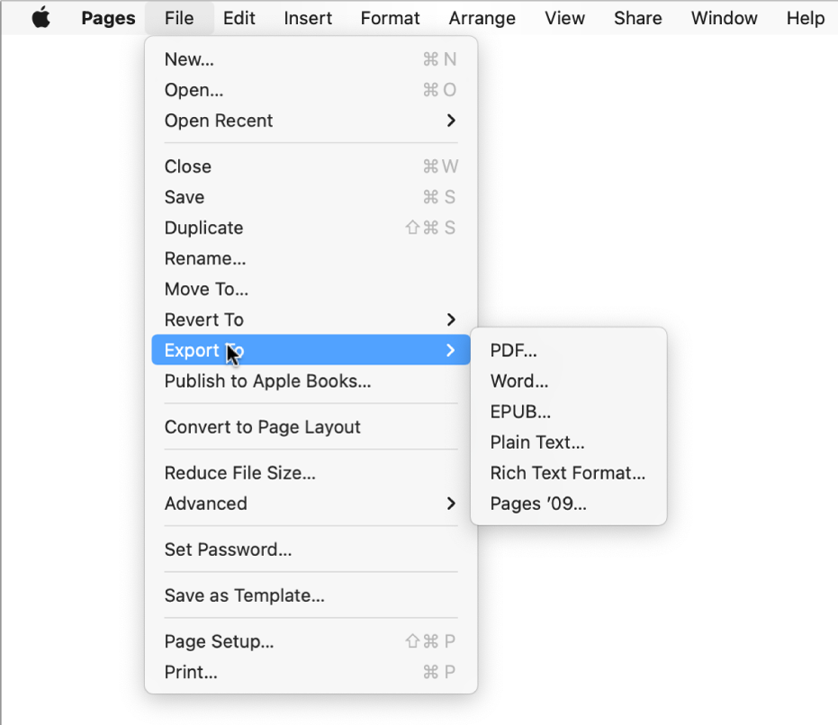 file and export as pdf