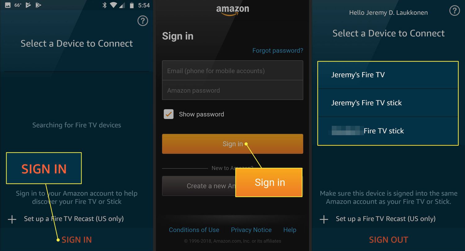 username and Password of Amazon