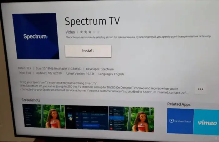 Install Spectrum App on Samsung TV
