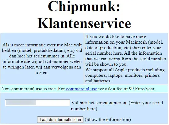 chipmunk klantenservice