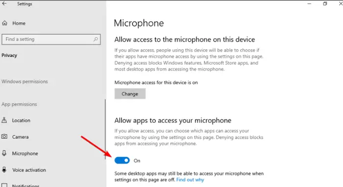 allow access to microphone to fix dicord mic not working