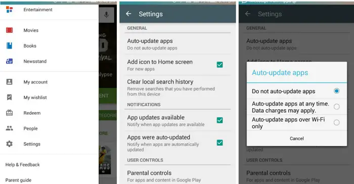 stopping app updates on play store