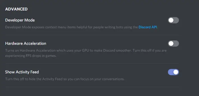 turn off hardware acceleration in discord