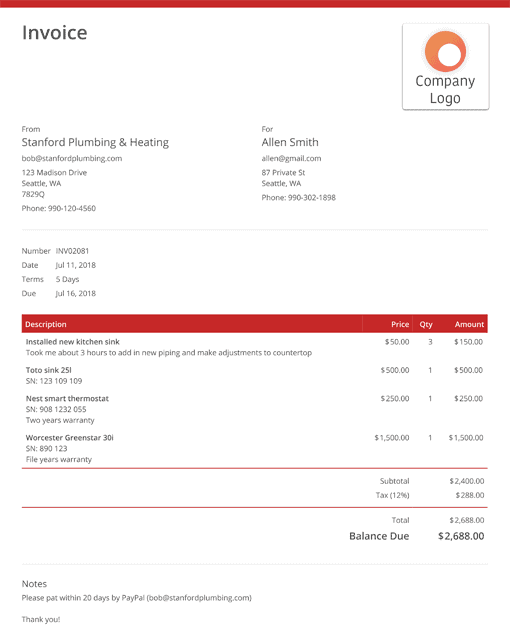 StockX receipt – Invoicewriter