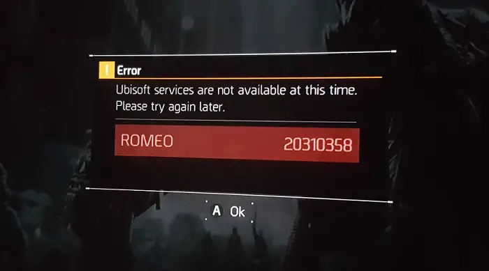 the division error code romeo 20310358