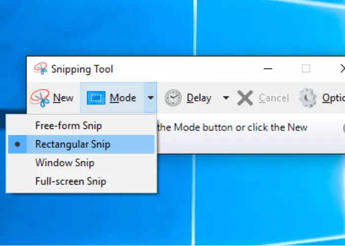 screen capturing in snipping tool