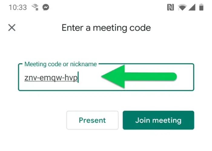 click on the meeting app and enter by putting in the mentioned code