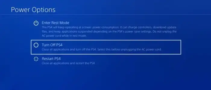 power turn off ps4 