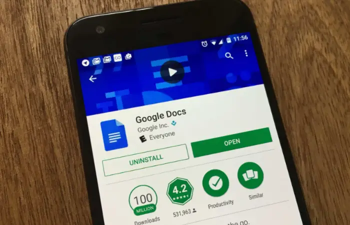 open the Google Docs application on your mobile.