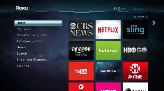 home page in roku