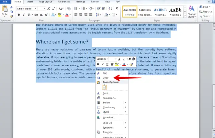 duplicate page in word
