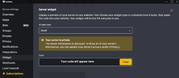 server personalisation in guilded