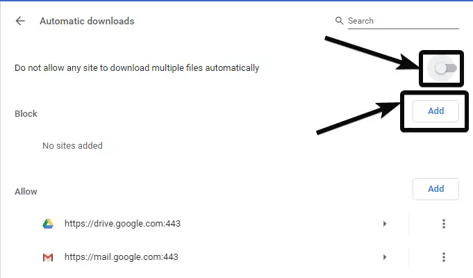 do not enable automatic file downloads from any website.