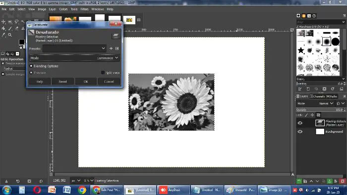 grey effect in gimp by desaturation