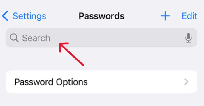 iphone passwords search bar