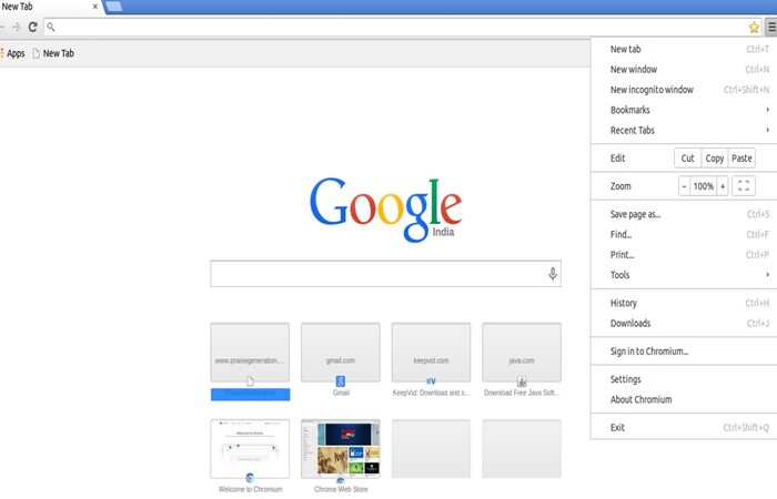 web page menu google