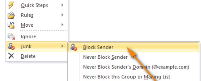 block sender