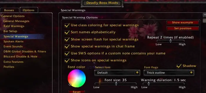 customize settings