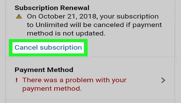 choose cancel subscription