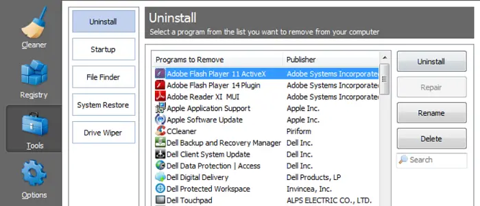 disable recently installed programs