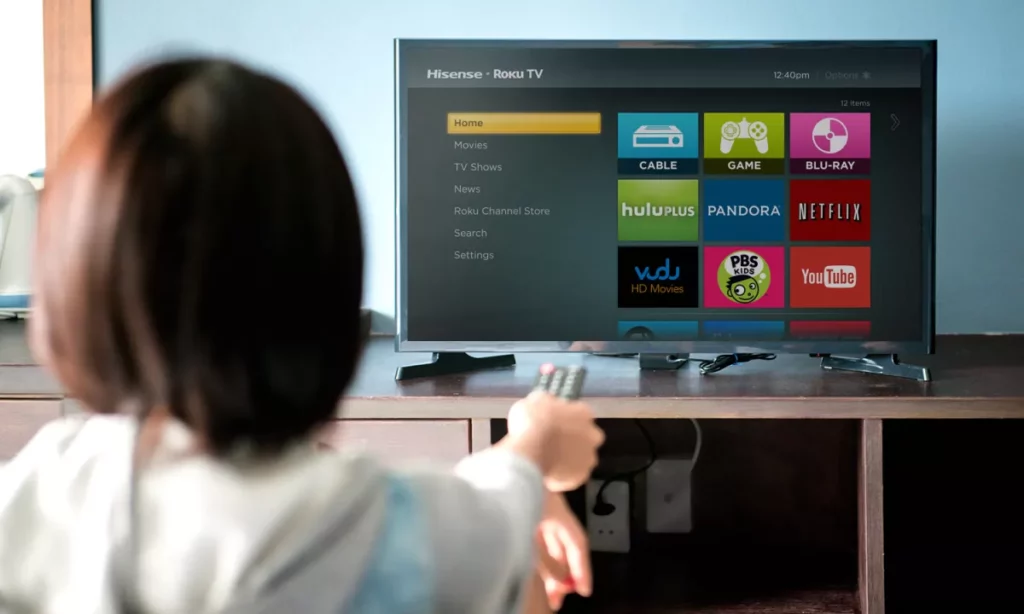 girl using smart tv