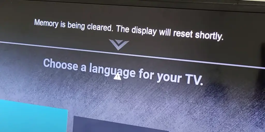 memory is clear pop up on vizio tv