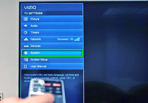 opening vizio tv settings