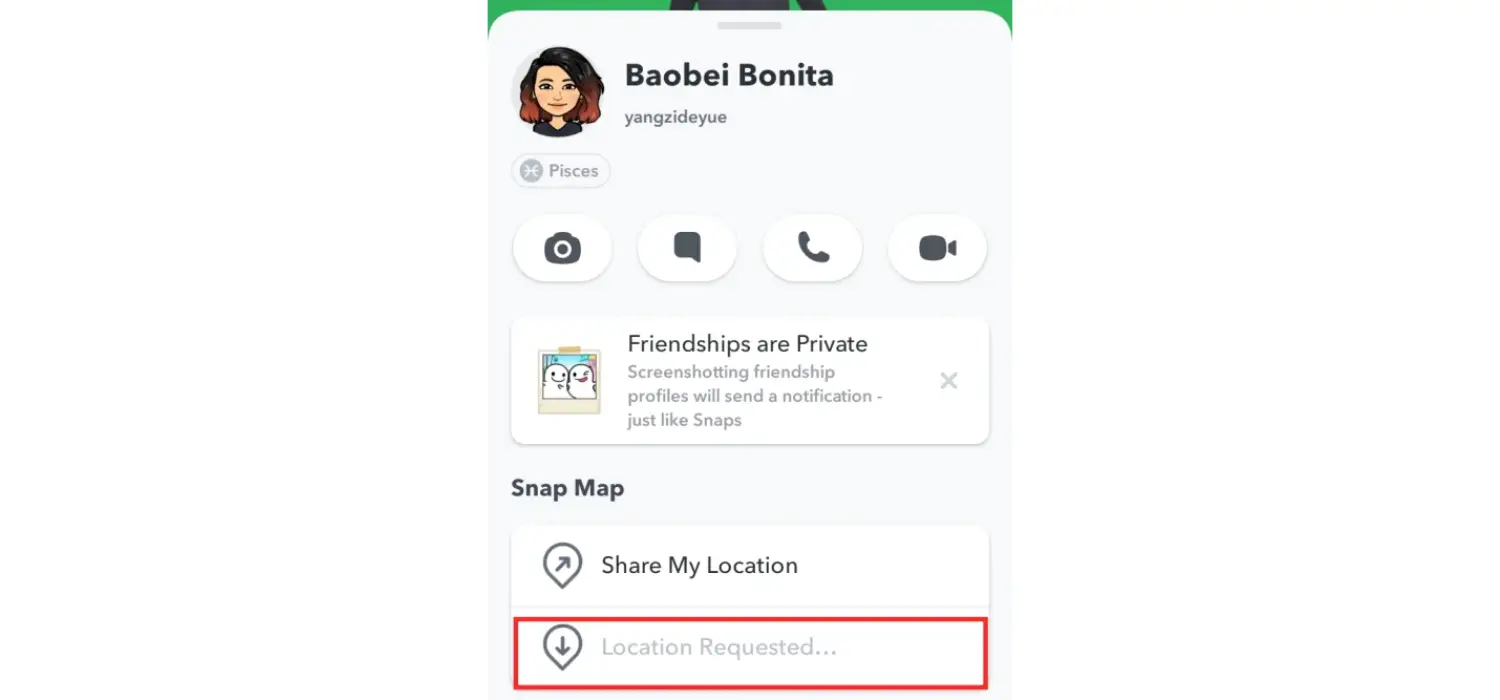 request live location on snapchat, request address
