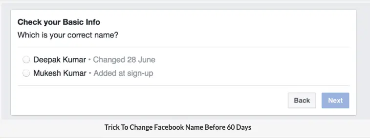 trick to change facebook name before 60 days