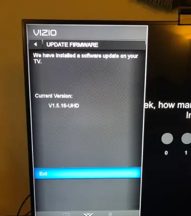 vizio tv firmware installed