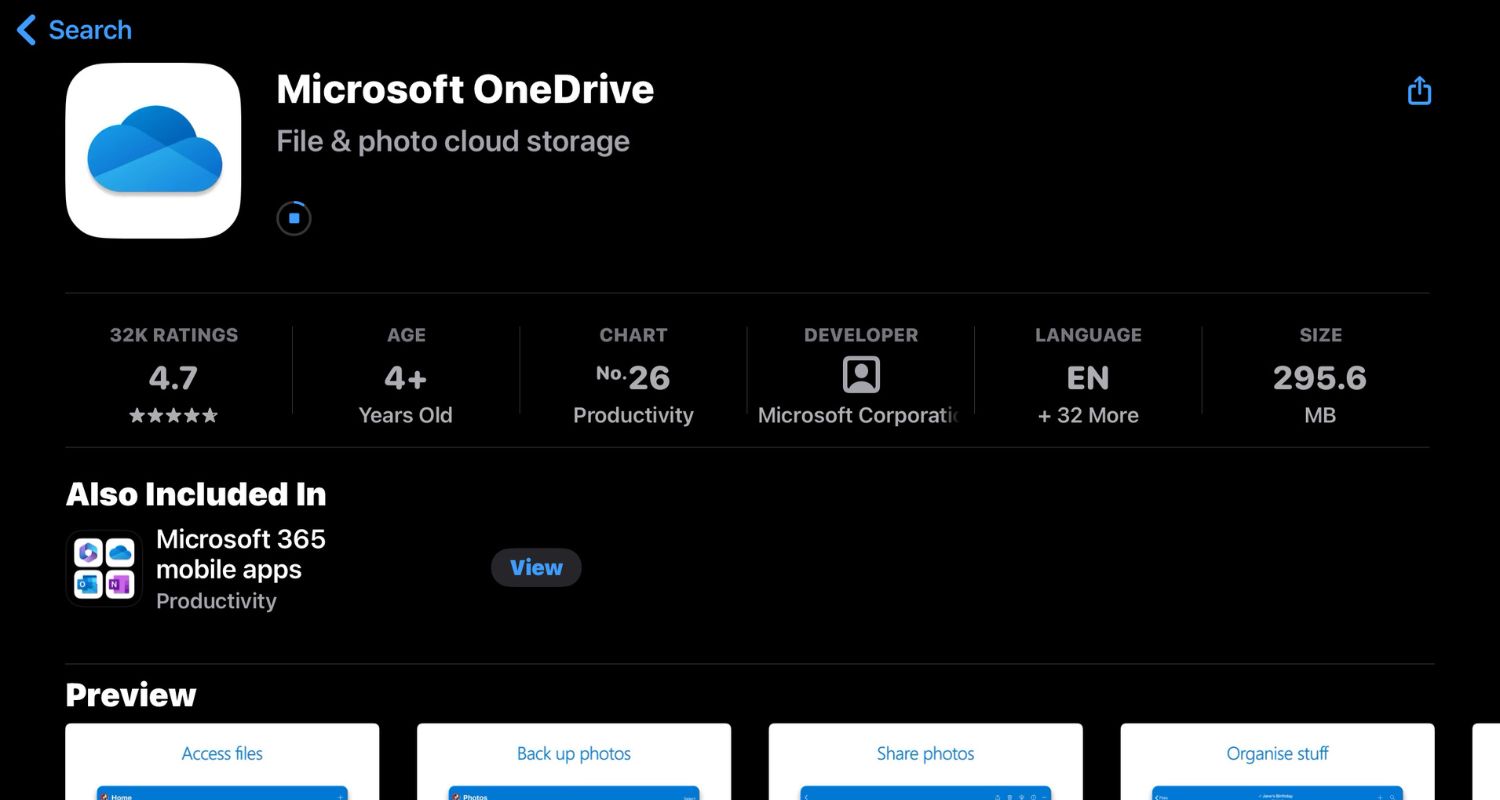 download onedrive on ios device