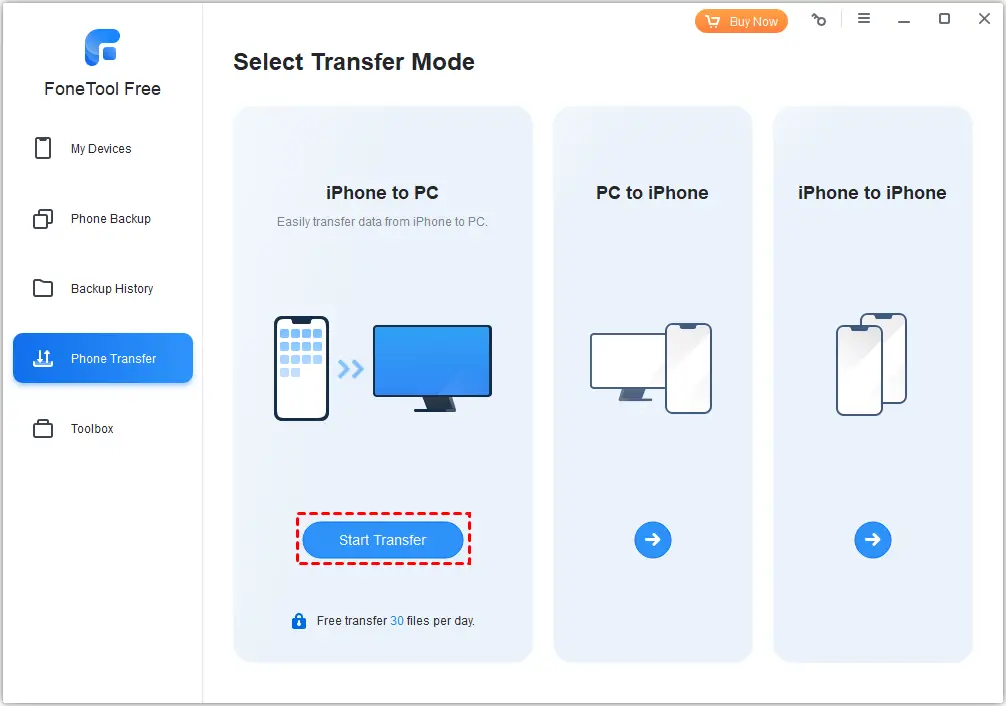 iphone to pc tranfer option
