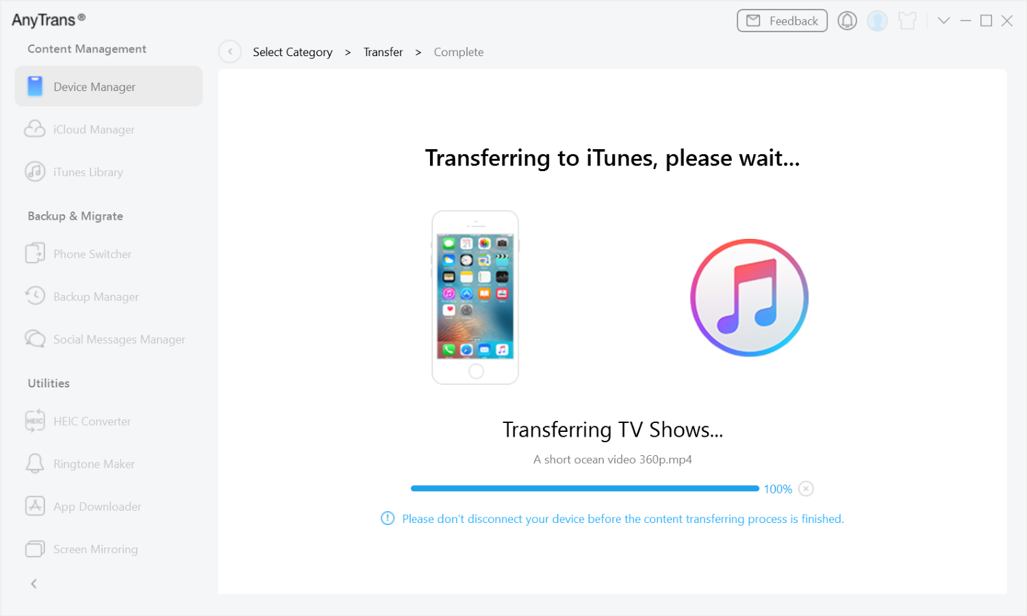 transfer content to itunes