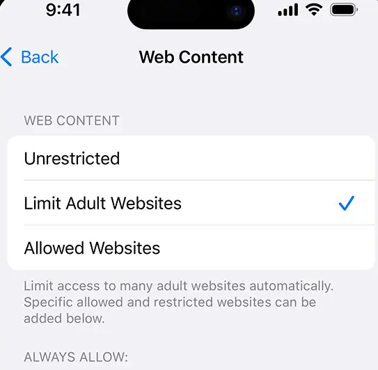 limit adult websites