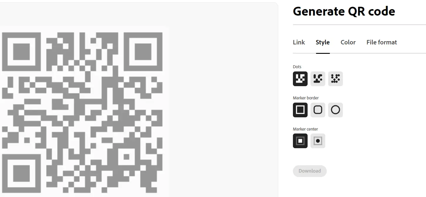 Adobe QR code generation showcasing styles. Fifth place out of 5 Best QR Generating Software Online.